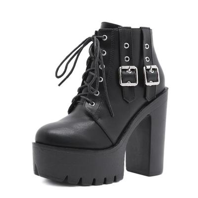 13cm Heels Autumn And Winter 2024 Large New Bandage Thick Soled Women Shoes Thick High Heels Short Boots Lhx
