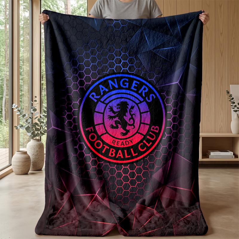 Rangers FC Weiche Flanell-Fleece-Decke Leicht Gemütlich Warm Überwurfdecke für Sofa Bett Heimdekoration