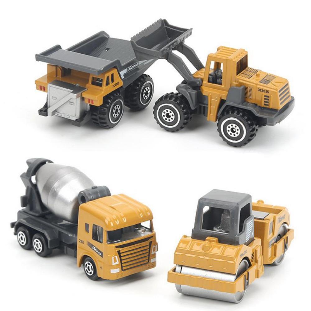 6Pcs/Set High Quality 1:64 Alloy Engineering Truck Loader Mini 2 Styles Simulation Metal Car Model Vehicle Excavator Tractor