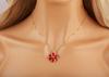 Nidin Hot Sale Enamel Rose Red/Pink Flower Charm Pendant Necklace For Women Girls Fashion Elegant Aesthetic Jewelry Accessories