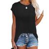 Spring and Summer New Popular Casual Round Neck T-shirt Shirt Top Pocket for Women