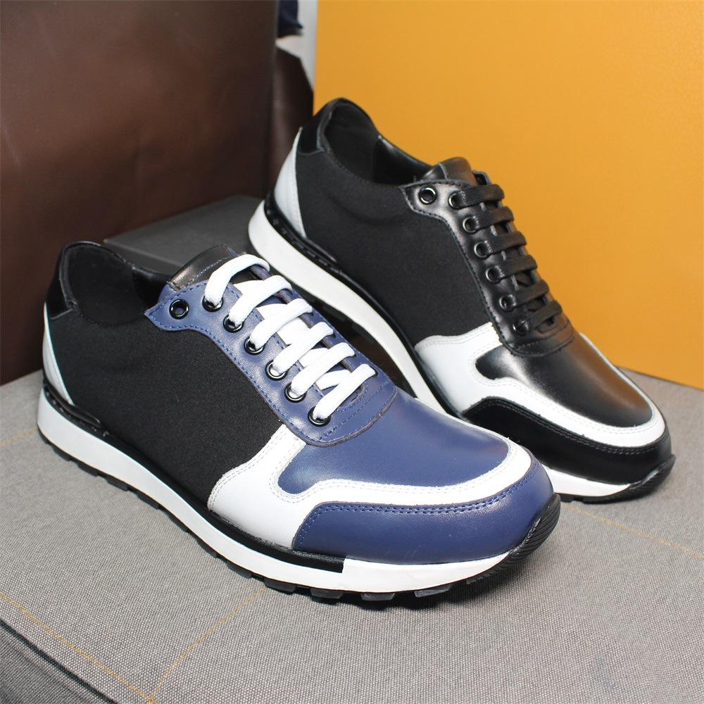 New Men'S Shoes Casual Versatile Breathable Lace-Up Leather Cowhide Sports Shoes Trendy Platform Business Running Shoes