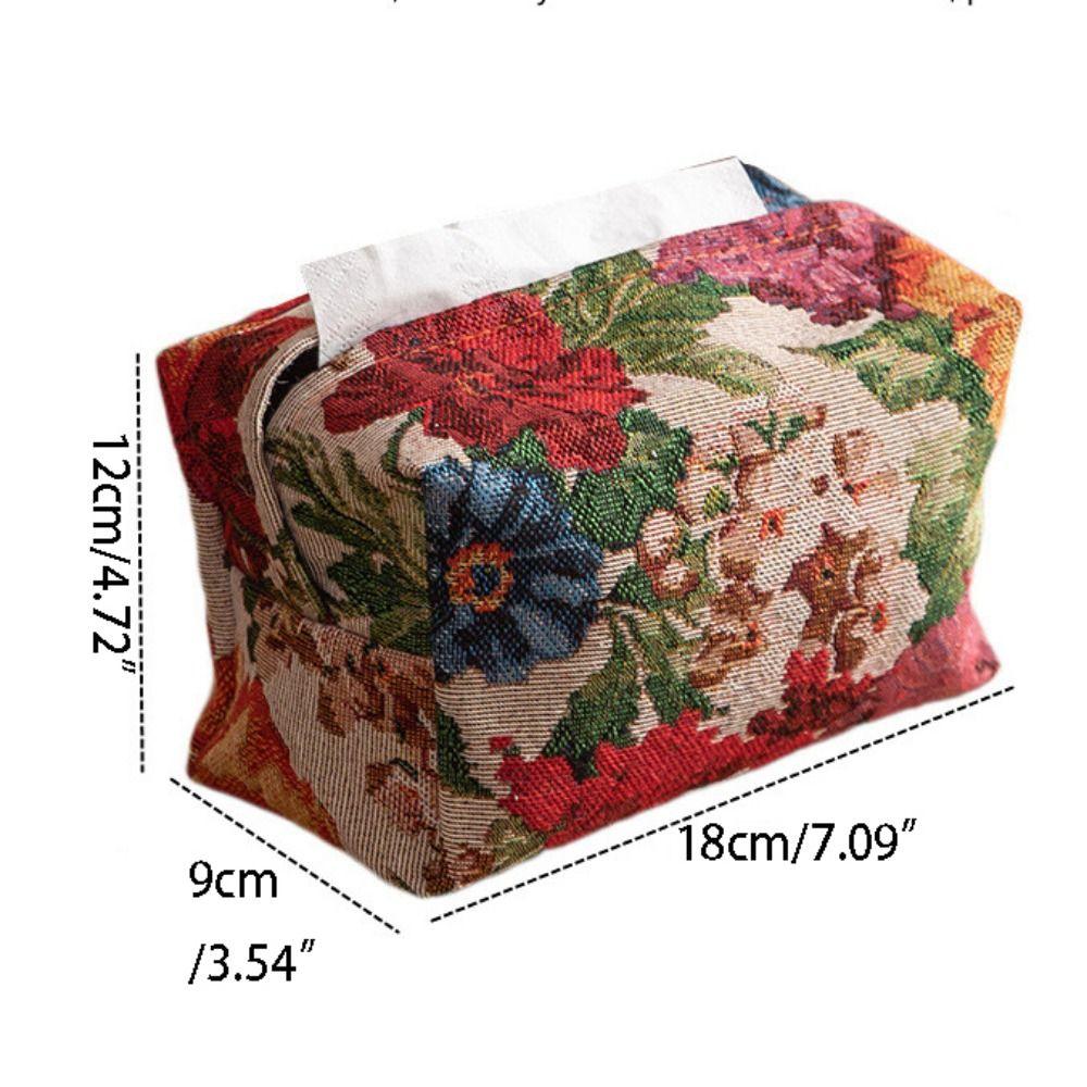 Skin-Friendly Desktop Tissue Bag Polyester Car Tissue Holder Portable Floral Paper Bag  Restaurant