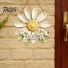 Entryway Welcome Plaque Wooden Sign, Rustic Door Hanging 2D Daisy Butterfly Print, Front Decor Halloween Thanksgiving Easter Seasonal Holiday Sign for
