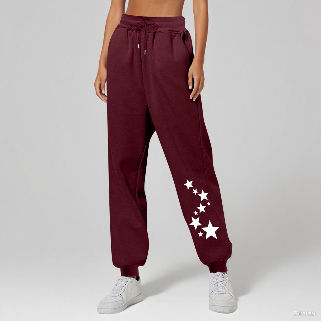 Ladies' Printed Unisex Casual Pocket Drawstring  Pants