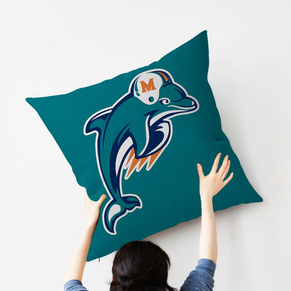 M-Miami D-Dolphins Cushion Cover Decorative Pillow Sofa Home Decor Case Pillow Cases
