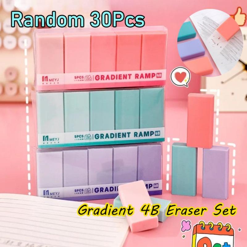 

30Pcs Student Specific Gradient Eraser Set, with A High Level of Appearance, Clean Wiping, Less Dust, Pencil Eraser, 4B Eraser. Stationery Random style 30Pcs