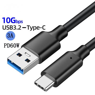كابل USB3.2 10 جيجابت في الثانية من النوع C كابل USB A إلى النوع C 3.2 الجيل الثاني لنقل البيانات كابل USB C SSD قرص صلب 3 أمبير PD 60 واط شحن سريع QC 3.0