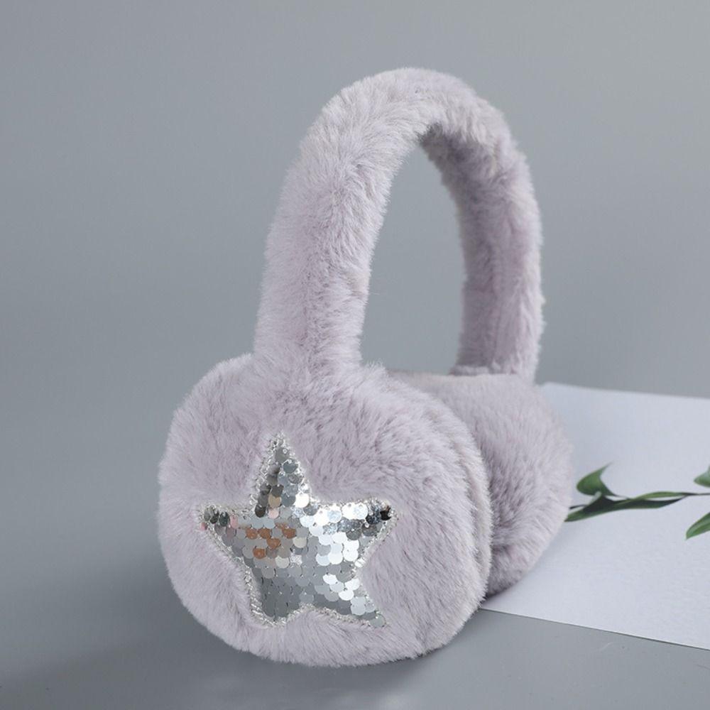 Cute Ear Warmer Anti-Freeze Winter Warm Ear Cover Thickening Sequins Star Earmuffs for Women Girls