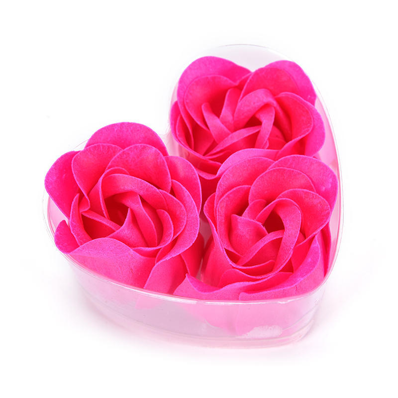 3Pcs Scented Bath Body Heart Rose Petal Wedding Gift Favor Colors Flower Soap,