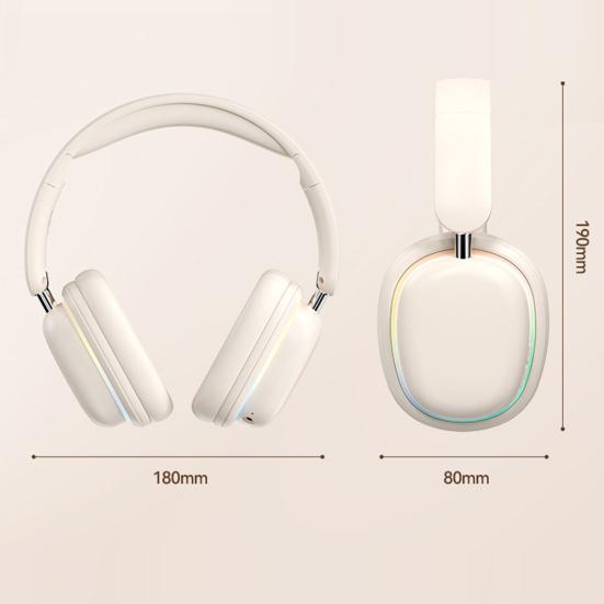 Bezdrátová sluchátka s RGB osvětlením Lehký design Univerzální skládací herní sluchátka kompatibilní s Bluetooth s mikrofonem