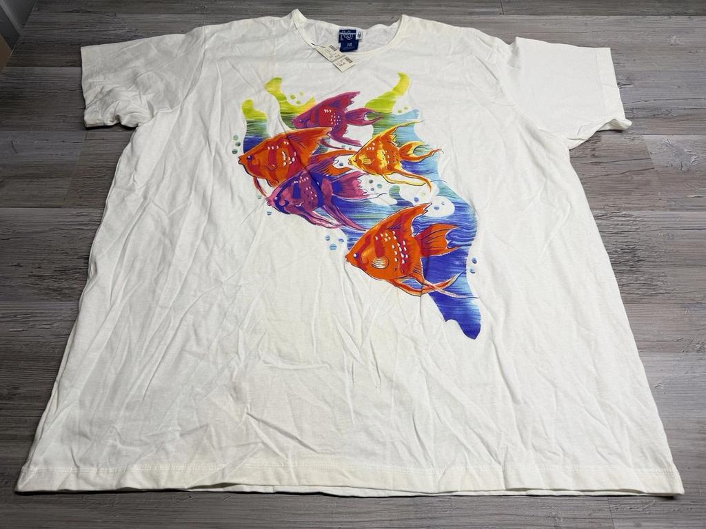 Camiseta Tropical Vintage Peixe Oversized Feminina Plus Size 26/28 Venezia Nova com Etiqueta