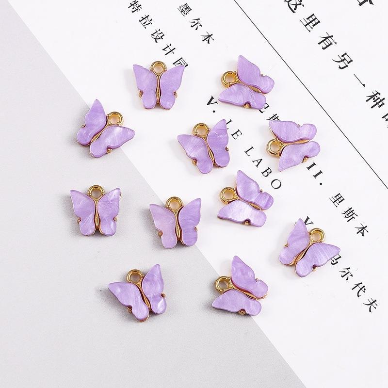 

Alloy Acrylic Butterfly Pendant for DIY Jewelry Making – Earring, Bracelet, and Necklace Charm 13mm x 12.5mm, Hole 2mm, 4 pieces/bag фиолетовый