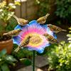 Yousheng Metal Flower Bee Feeder Garden Stake Bird Bath Bee Watering Station Outdoor Bird Feeder for Pollinators Yard Lawn
