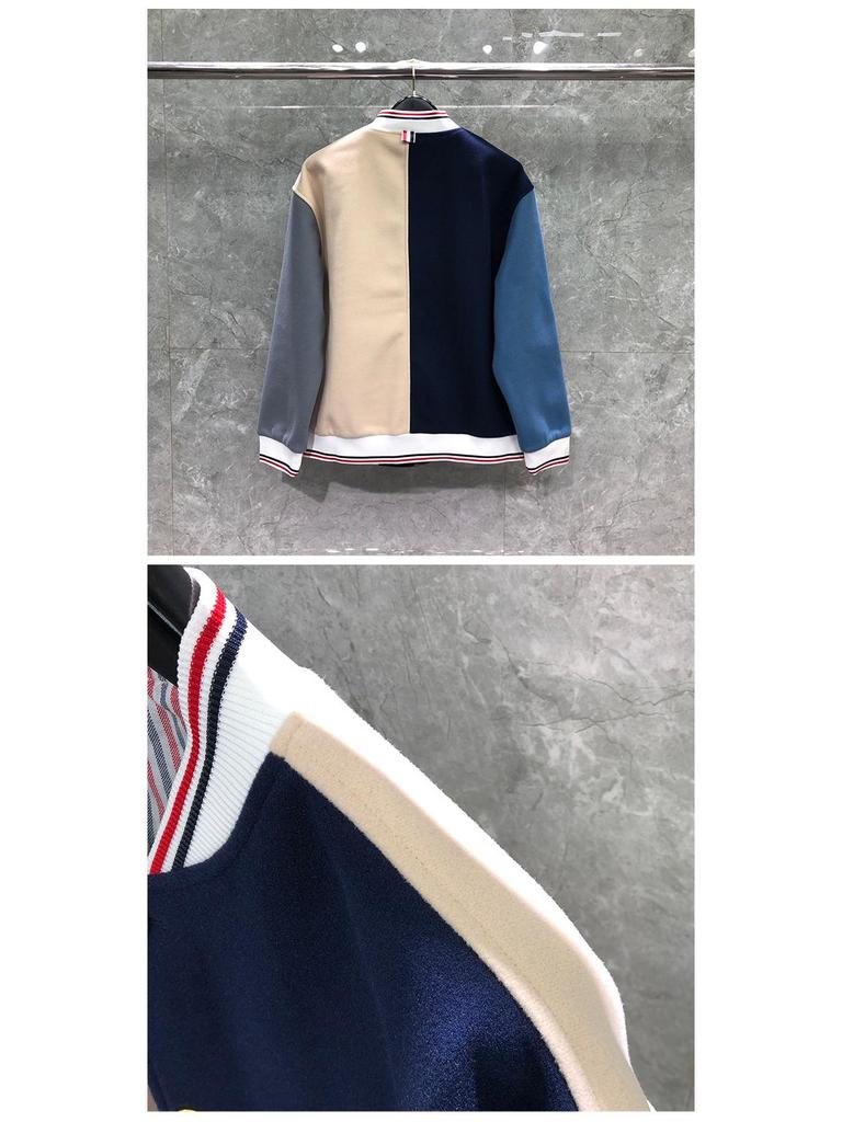 TIME BREATHE Men's Autumn/Winter Woolen Color Block Stand Collar Jacket