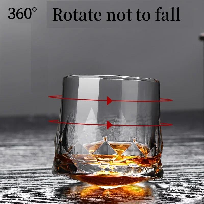 Creative Thick Crystal Whiskey Tumbler Glass Spinning Tops Design Hammer Glasses Of Wine Brandy Cup Wineglass