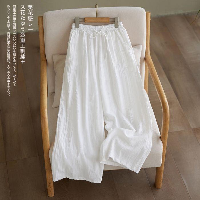 Pantaloni Larghi in Cotone e Lino da Donna per Estate e Autunno Vita Elastica Gamba Dritta Larghi Nascondono i Difetti Pantaloni Casual