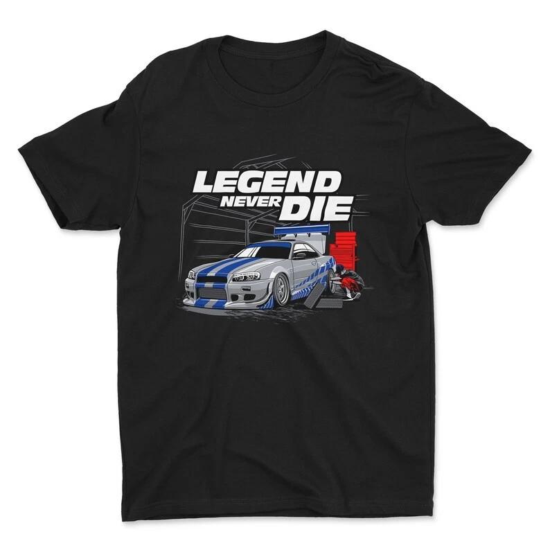 Nissan Skyline GTR R34 Legend Never Die Car T-Shirt | Car Enthusiast Tee, XL