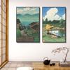 Japanese Rural Style Retro Landscape Canvas Painting Lake Park Beauty Poster Office Wall Art Living Room Home Decoration Mural No Frame