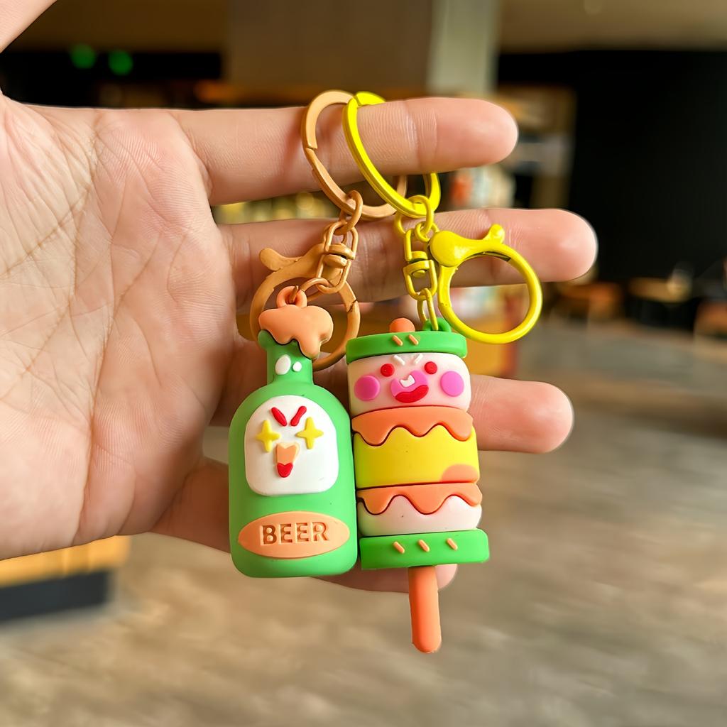 Summer Magnetic Keychain Crayfish Beer Pendant Street Stall Gift Doll Wholesale Couple Bag Pendant