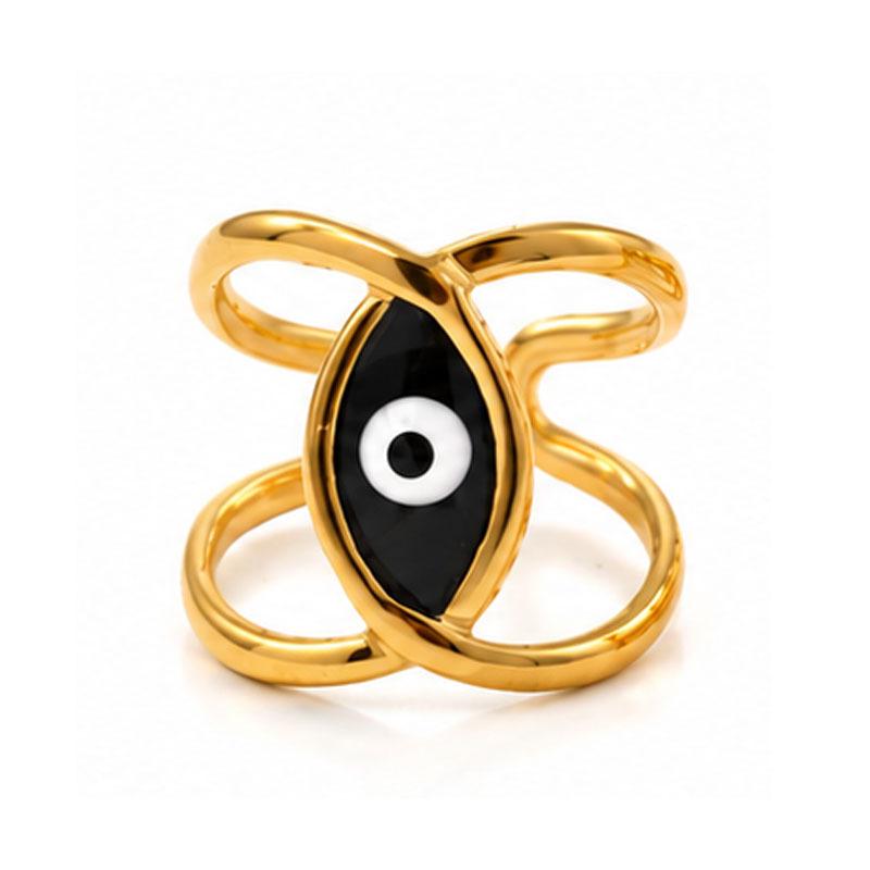 Adjustable Retro Hollow Demon Eye Titanium Ring
