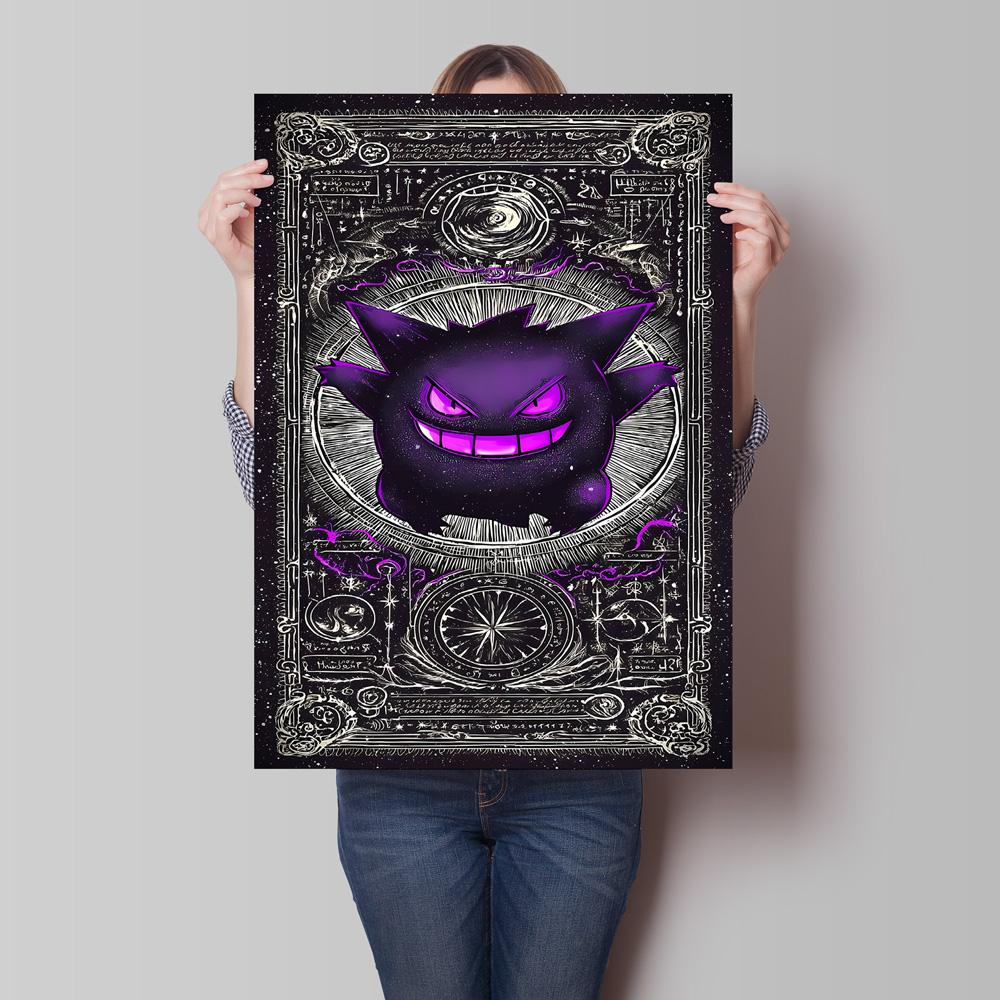 Hot Anime Poster Pokemon Gengar Canvas Printing Cartoon Character Pictures Diverse Sizes Home Bedroom Decor Friends Gift Classic