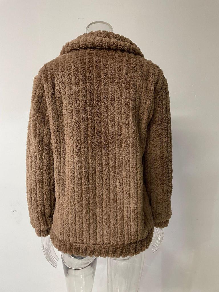 Women's Plush Lapel Short Cardigan Jacket - Autumn/Winter 2023