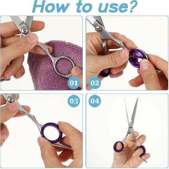 12 PCS Scissors Finger Rings Soft Silicone Scissors for Pet Grooming Scissors Accessories for Animal Hair Cutting Thumb erts Finger Protector Ring