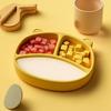 Travel Feeding Plate for Toddlers Silicone Suction Toddlers, Cute Bear Shape Unbreakable Divided Easy Clean Dish Baby Bowl, Non Slip Tray Infants And