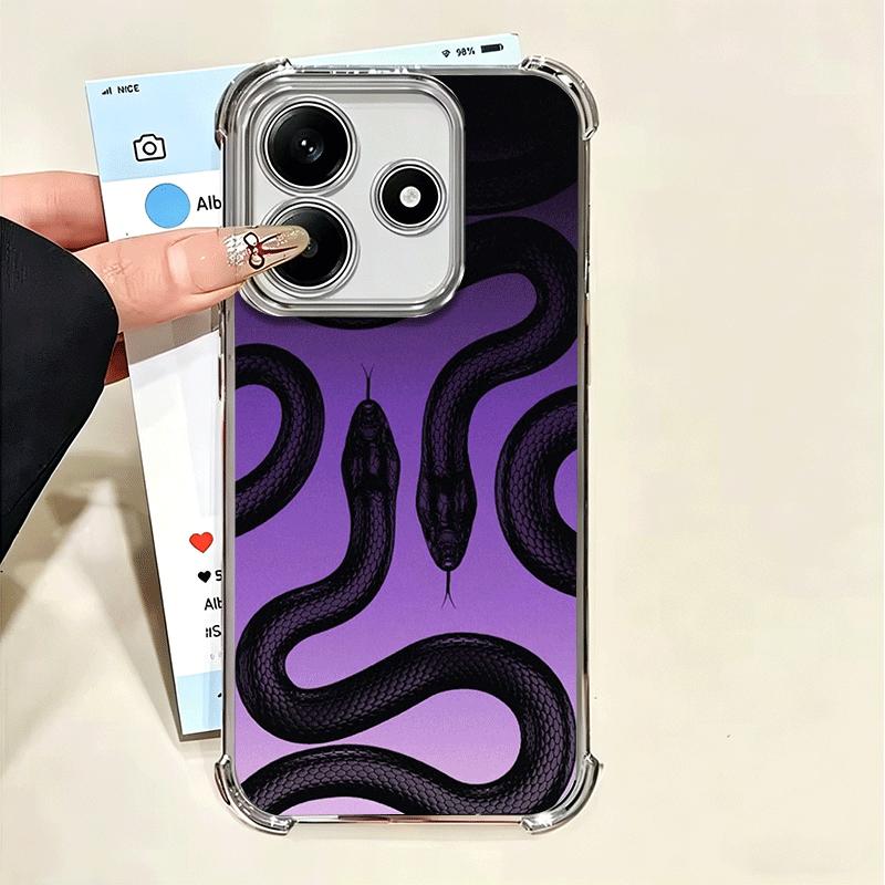 Schwarze Schlangen-Doodle-Vergoldung Handyhülle Für Xiaomi Poco X5 X6 X7 X8 Pro Max F8 Ultra F7 M8 M7 M5S Redmi 15C 15 14C 13C 13 X3 12C F