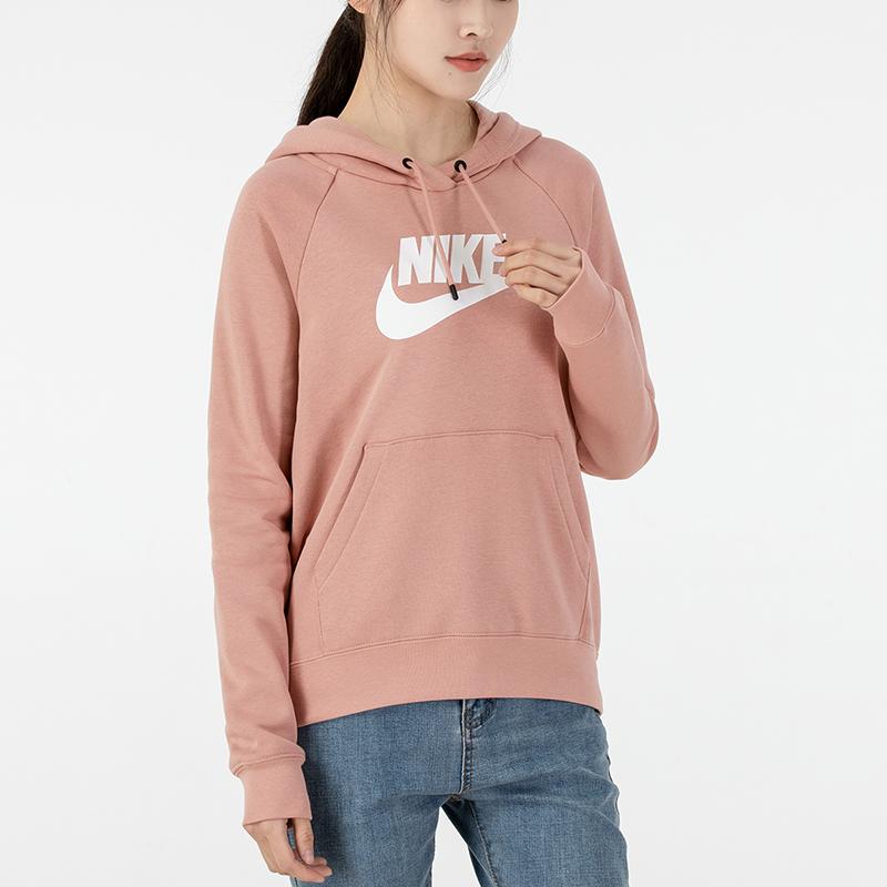 Nike Sportswear Essential Printed Logo Knit Hoodie Women Hoodie Pink BV4127-609