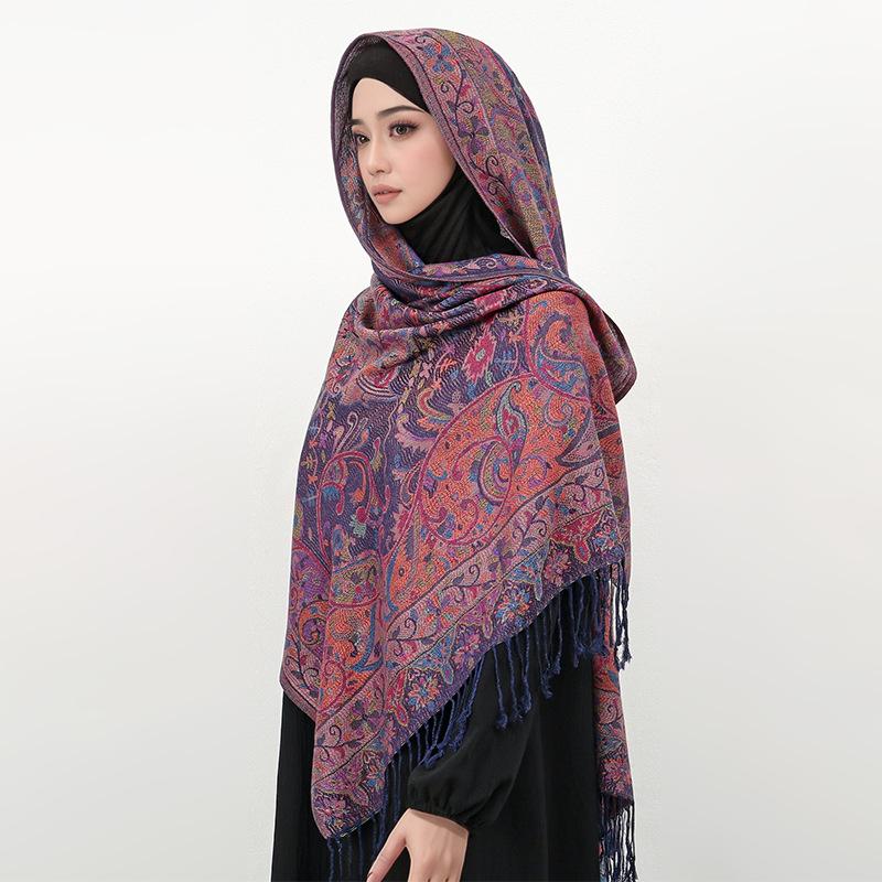 Amazon Jacquard Scarf Ladies Pashmina Spring And Summer Imitation Cashmere Shawl Scarf Dual-Purpose Ladies Keep Warm