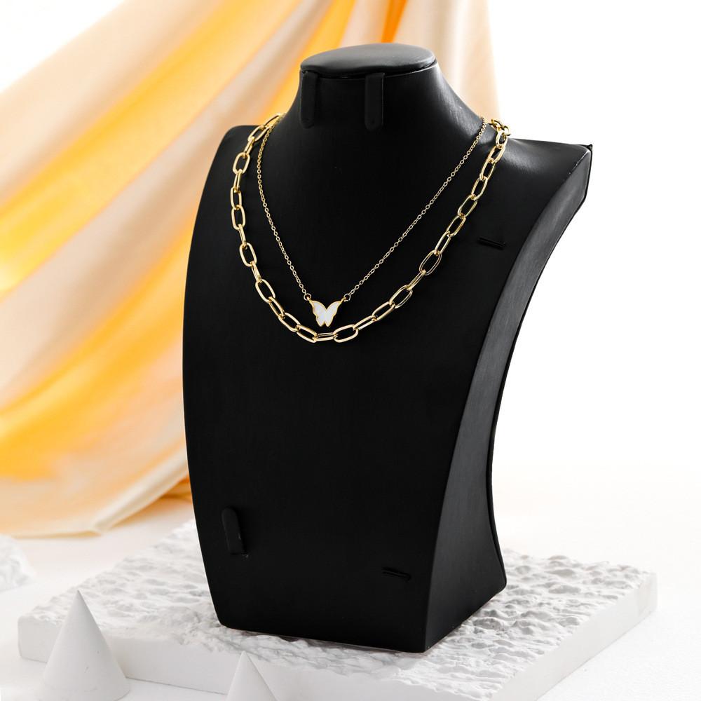 Elegant Double Layer Butterfly Pendant Necklace For Women Fashionable And Versatile