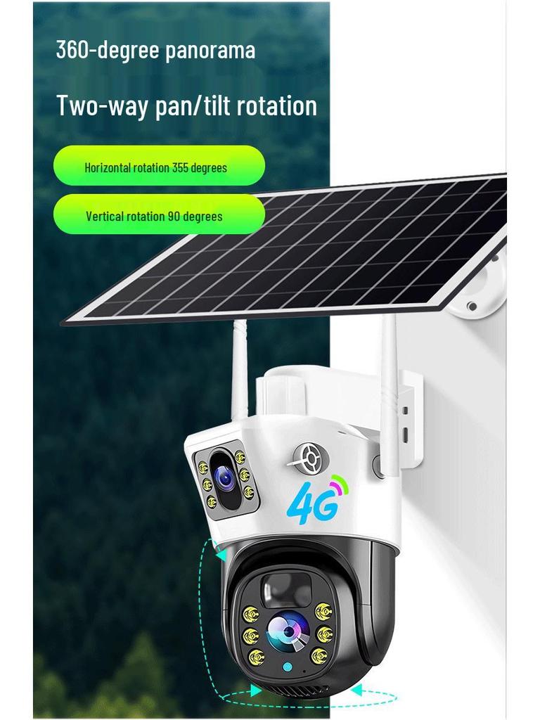 4G Solar Dual-Lens PTZ Outdoor Waterproof Camera with Offline Capability