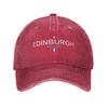 Edimburgo Scozia Regno Unito Cappellino da Baseball Non Strutturato Denim Usurato Bandiera UK Cappellino da Sole Unisex Allenamenti Cappello Regolabile