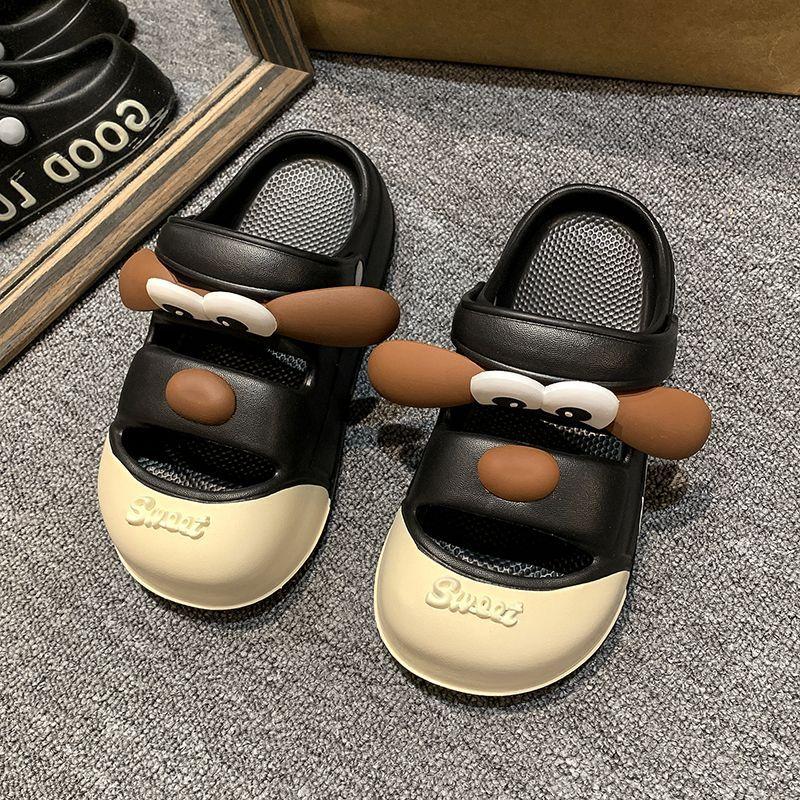 

Баотоу крутые тапочки женские летние мультяшные милые щенок толстая подошва нескользящие пляжные шлепки наступающие на дерьмо дырявые туфли 36/37 чёрный