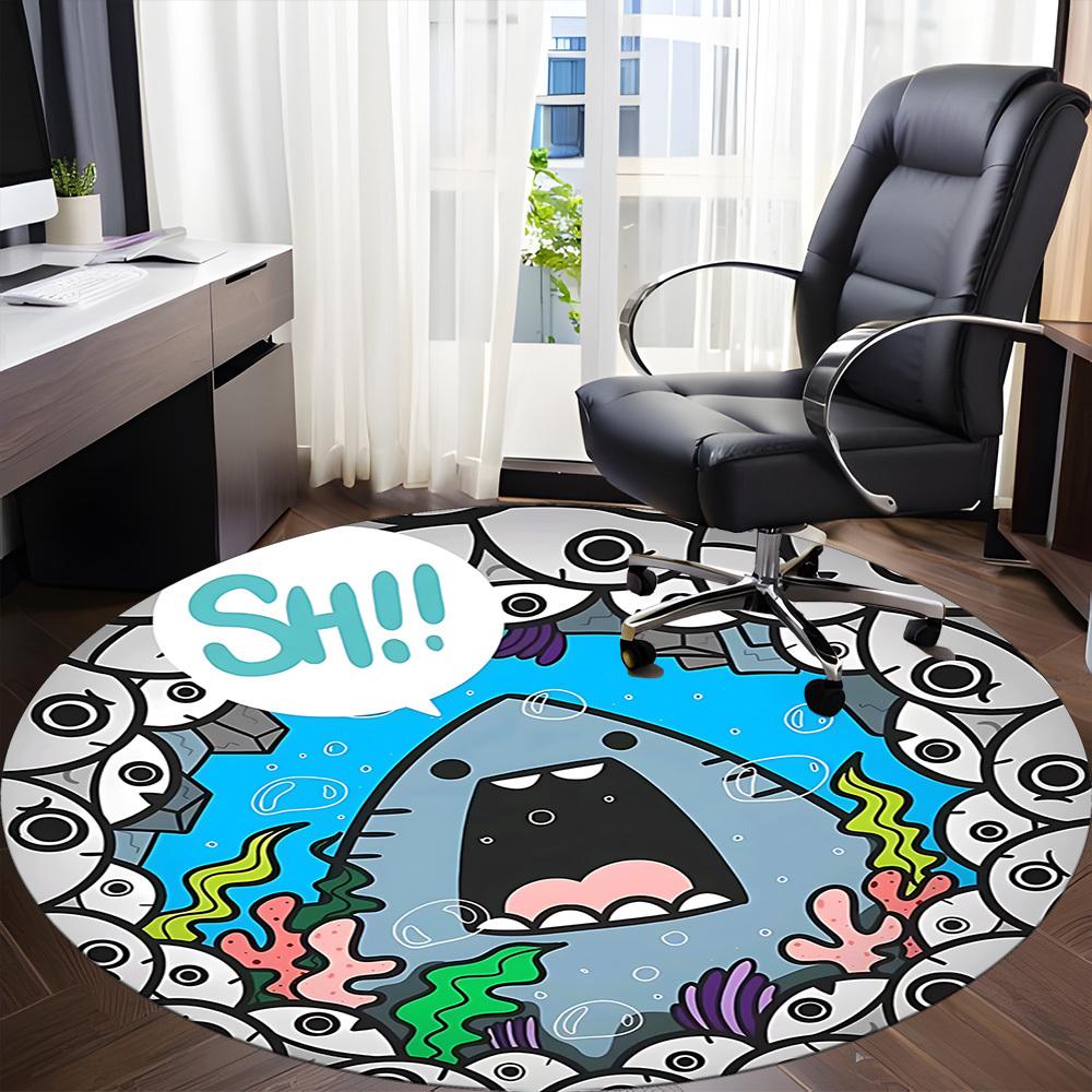 1pc Shark Eyes Office Round Area Rug, Indoor Mat Suitable ForOffice, Under Office Chairs Bedroom Living Room Home Decor, Room Deco,  n67