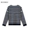 Northern Deer Women's Fine Wool Striped Long-Sleeve Knitwear - Early Autumn Collection