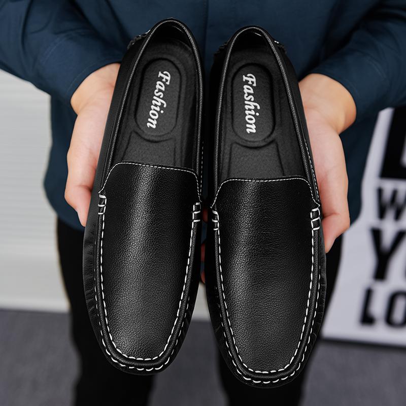 Men Shoes Fashion Loafers Men Genuine Leather Retro Drive Comfy Classic Casual Boat Shoes Leisure Walking Flats Black Moccasins