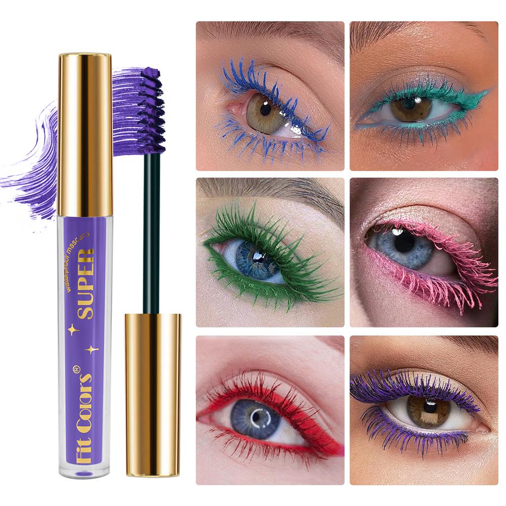 Fit Colors 6 Pcs Colored Mascara Set Waterproof Smudge-Proof Lengthening Thickening Curling Colorful Eye Makeup Kit for Festival Stage Party Women