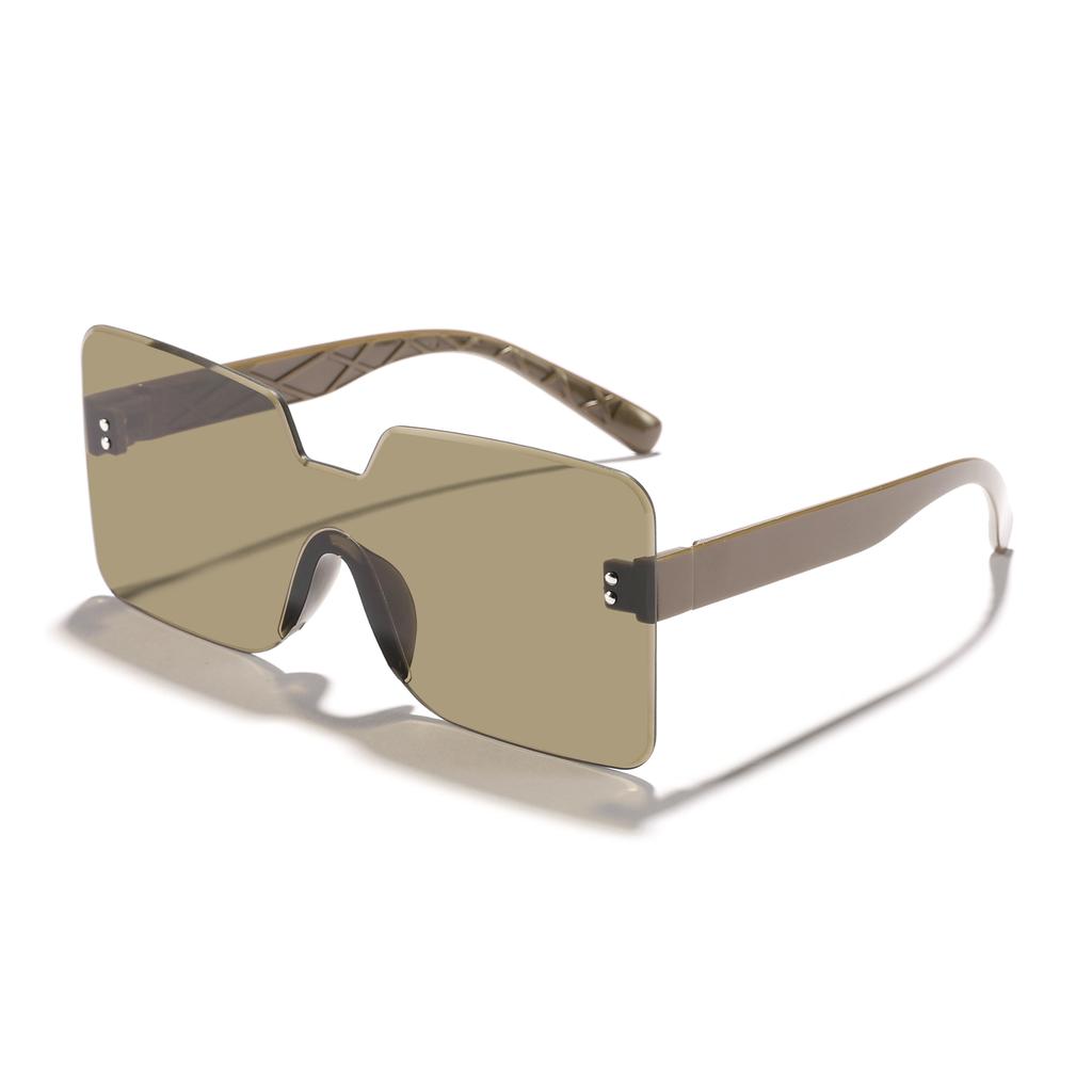 New Unisex Square Frame Sunglasses with UV400 Protective One-Piece Lens Stylish Rimless Design for Outdoor Use