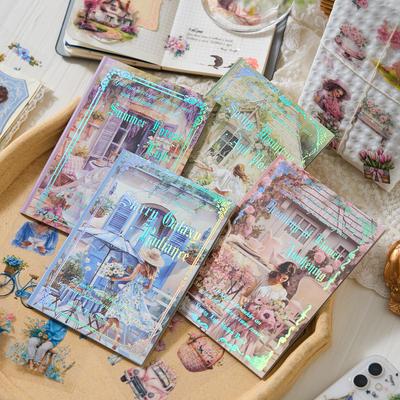 20pcs/pack Die-cut PET Sticker Book Floating Light Shallow Dream Series Vintage Character Theme Handbook Stickers DIY Diary Decor