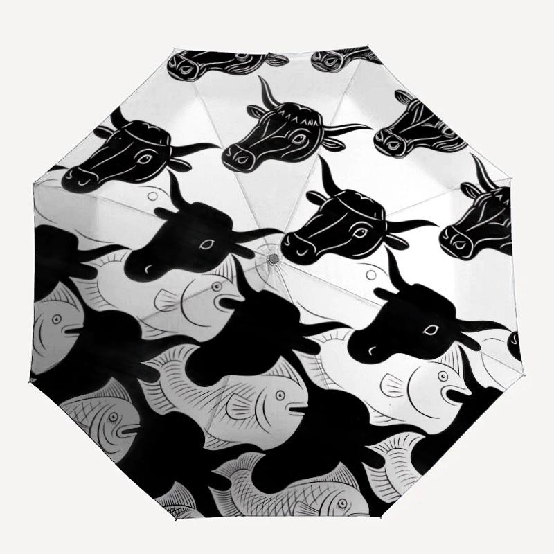 

1pc Cows Fishes Automatic Open/Close Umbrella Compact Folding Umbrella, All-Season Portable Umbrella for Women/Men F1124210