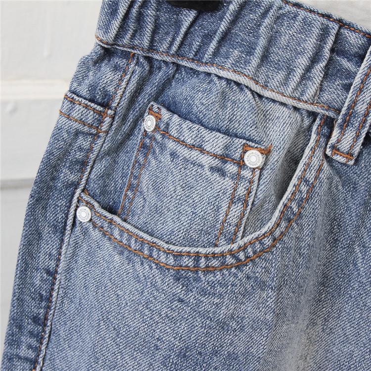 Elegant Temperament Commuter Plus Size Women's Nine-minute Broken Holes Denim Harem Pants Loose Pants Jeans with Carrots Comfort Waist Pants