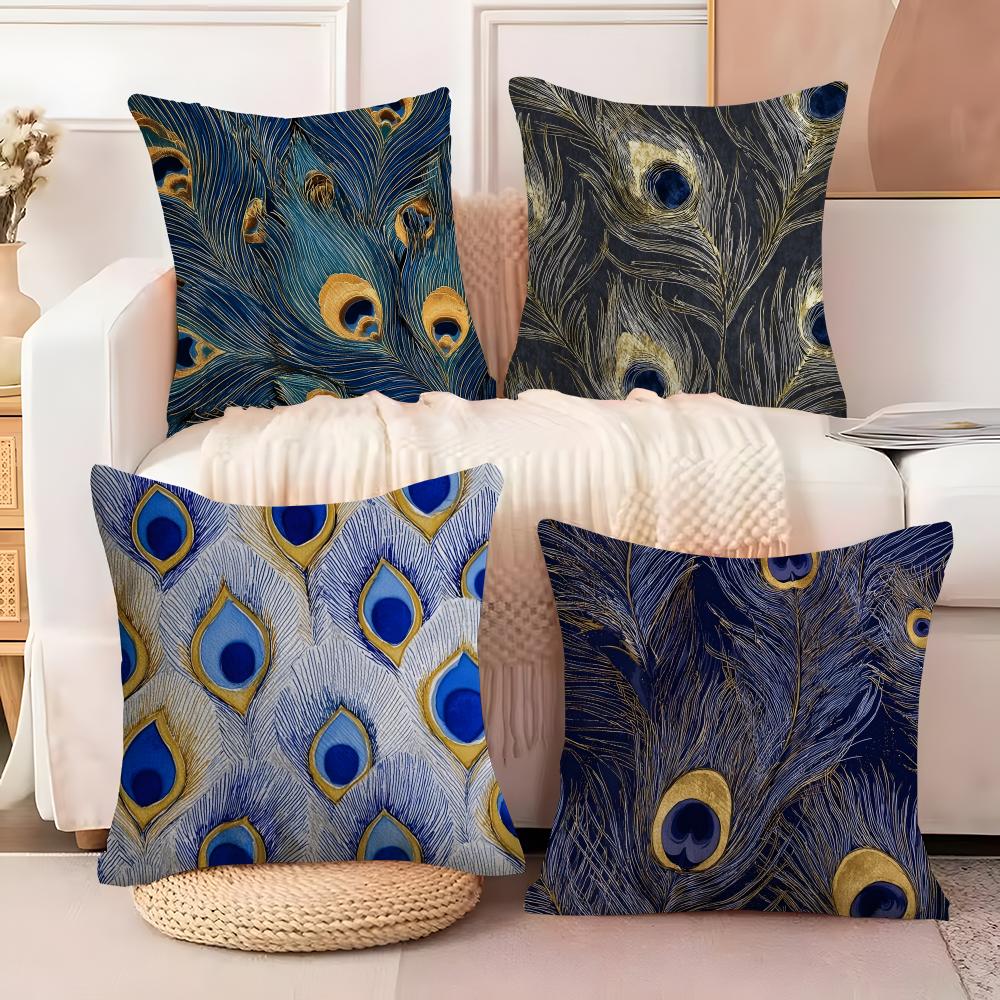 Gorgeous Vintage Peacock Texture Pillow Case linen pillow case sofa home decor cushion cover cushion cove