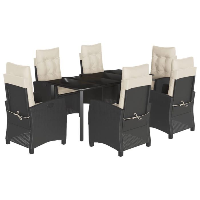 VidaXL Ensemble à Manger de Jardin avec Coussins 7 pcs, Table et Chaises avec Dossier Réglable, Meubles d'Extérieur, 3212737