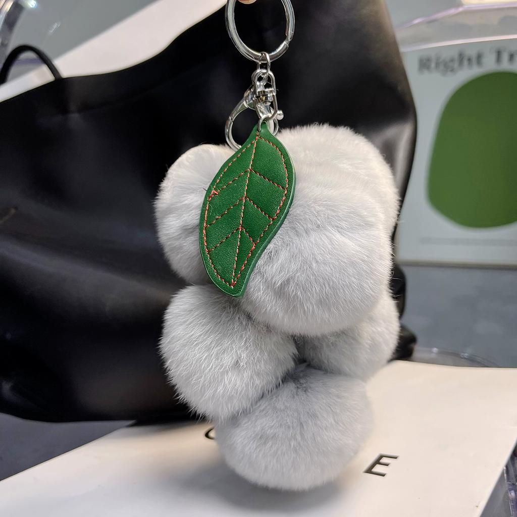Real Rex Rabbit Hair Small Grape Bag Pendant Ins Internet Celebrity Cute Pom-pom Car Keychain Pendant Accessories Female
