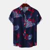 Hawaiian Shirt Men Summer Short Sleeves Tops Beach Street Lapel Blouse Male Clothes