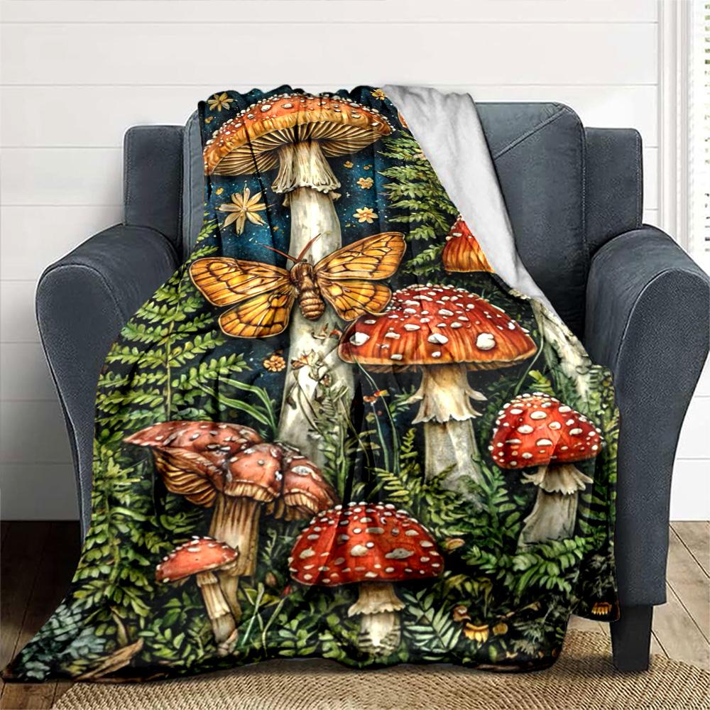 Bunte Pilz-Print Flanelldecke Hohe Qualität Warm Bequem Decke für Alle Jahreszeiten Perfekt für Geschenke Heimdeko