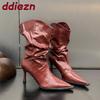 Fashion Female Thin Heels Ladies Ankle Modern Boots Shoes Fashion Pointed Toe Women Chelsea Short Boots Slip On Shoes Pumps